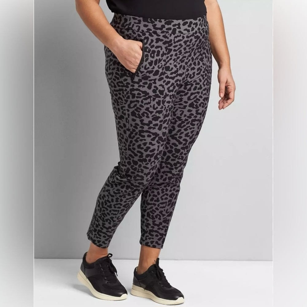 Lane Bryant Gray Leopard Print Cropped Pants